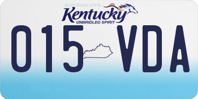 KY license plate 015VDA