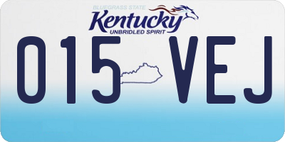 KY license plate 015VEJ