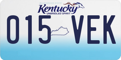 KY license plate 015VEK