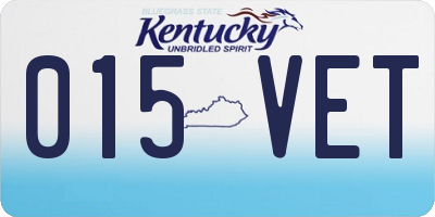 KY license plate 015VET