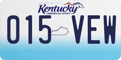 KY license plate 015VEW