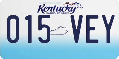 KY license plate 015VEY