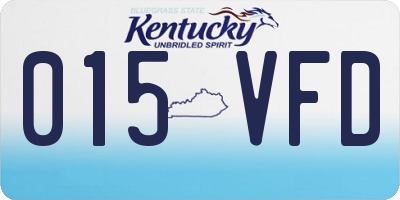 KY license plate 015VFD