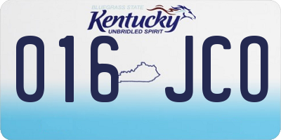 KY license plate 016JCO