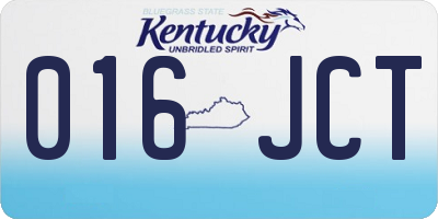 KY license plate 016JCT