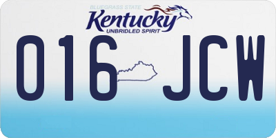 KY license plate 016JCW