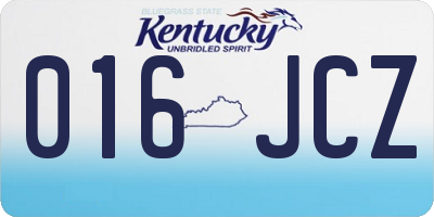 KY license plate 016JCZ