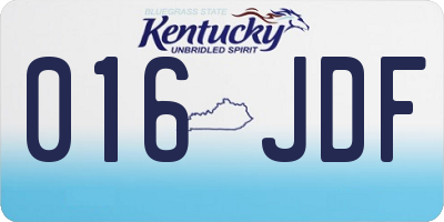 KY license plate 016JDF