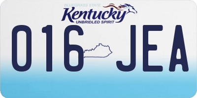 KY license plate 016JEA