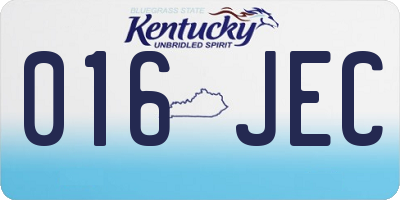 KY license plate 016JEC