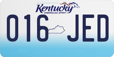 KY license plate 016JED