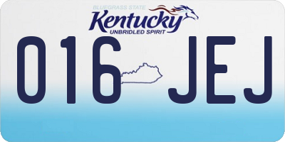 KY license plate 016JEJ