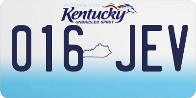 KY license plate 016JEV