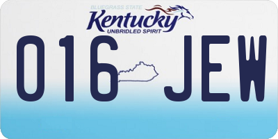 KY license plate 016JEW