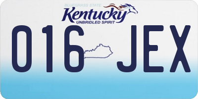 KY license plate 016JEX