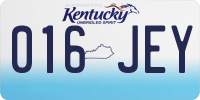 KY license plate 016JEY