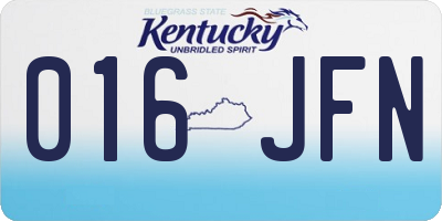 KY license plate 016JFN