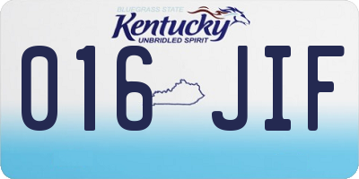 KY license plate 016JIF