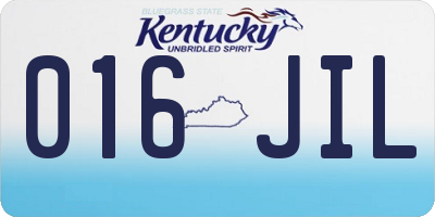KY license plate 016JIL