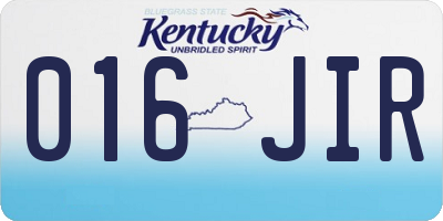 KY license plate 016JIR