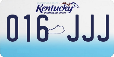 KY license plate 016JJJ