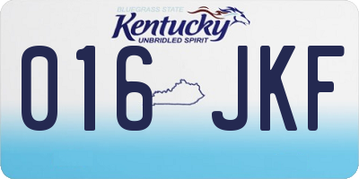KY license plate 016JKF