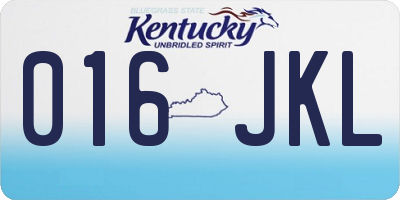 KY license plate 016JKL