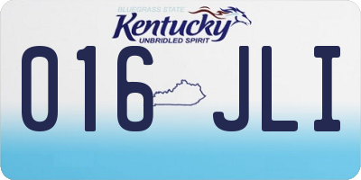 KY license plate 016JLI