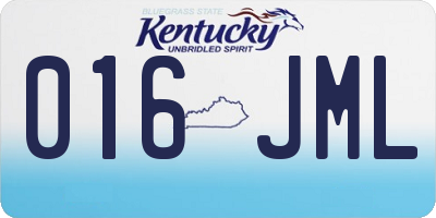 KY license plate 016JML