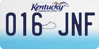 KY license plate 016JNF