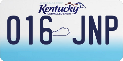 KY license plate 016JNP