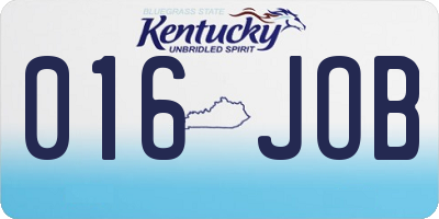 KY license plate 016JOB