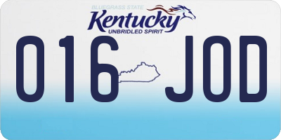 KY license plate 016JOD