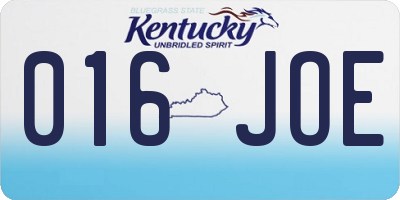 KY license plate 016JOE