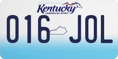 KY license plate 016JOL