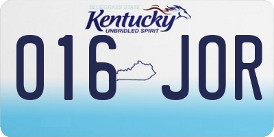 KY license plate 016JOR