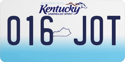 KY license plate 016JOT