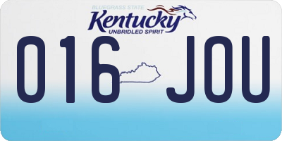 KY license plate 016JOU