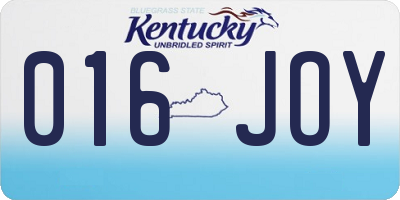 KY license plate 016JOY