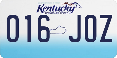 KY license plate 016JOZ