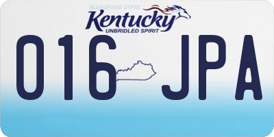 KY license plate 016JPA
