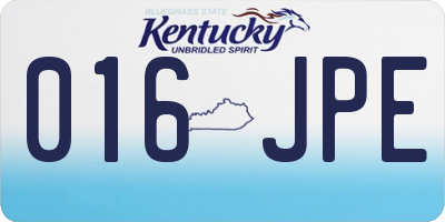KY license plate 016JPE