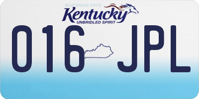 KY license plate 016JPL