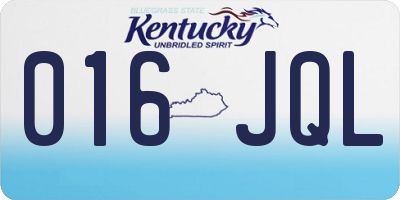KY license plate 016JQL