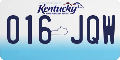 KY license plate 016JQW