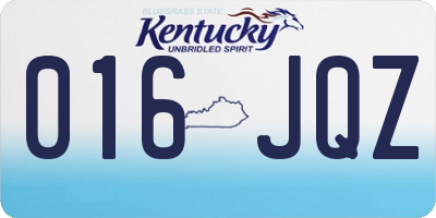 KY license plate 016JQZ