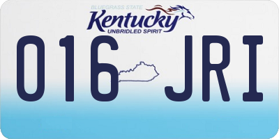 KY license plate 016JRI