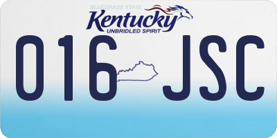 KY license plate 016JSC