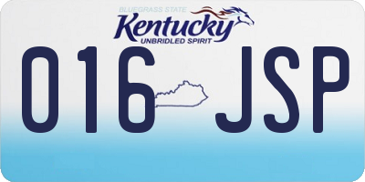 KY license plate 016JSP