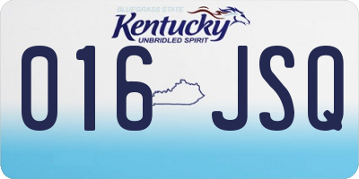 KY license plate 016JSQ